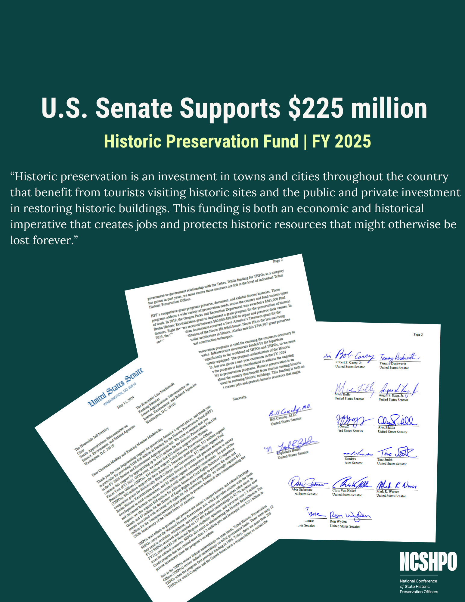Congress Supports $225 million for the HPF for FY 2025